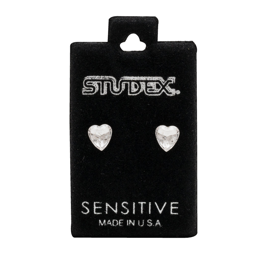 6*6MM Heart Shape Crystal Allergy-Free Stainless Steel Ear Studs
