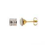 Load image into Gallery viewer, 6X6MM Austrian Crystal Square 24K Pure Gold Plated Ear Studs
