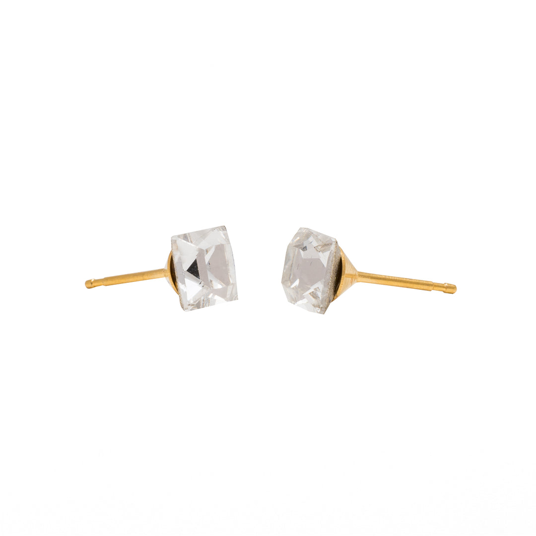 6X6MM Austrian Crystal Square 24K Pure Gold Plated Ear Studs