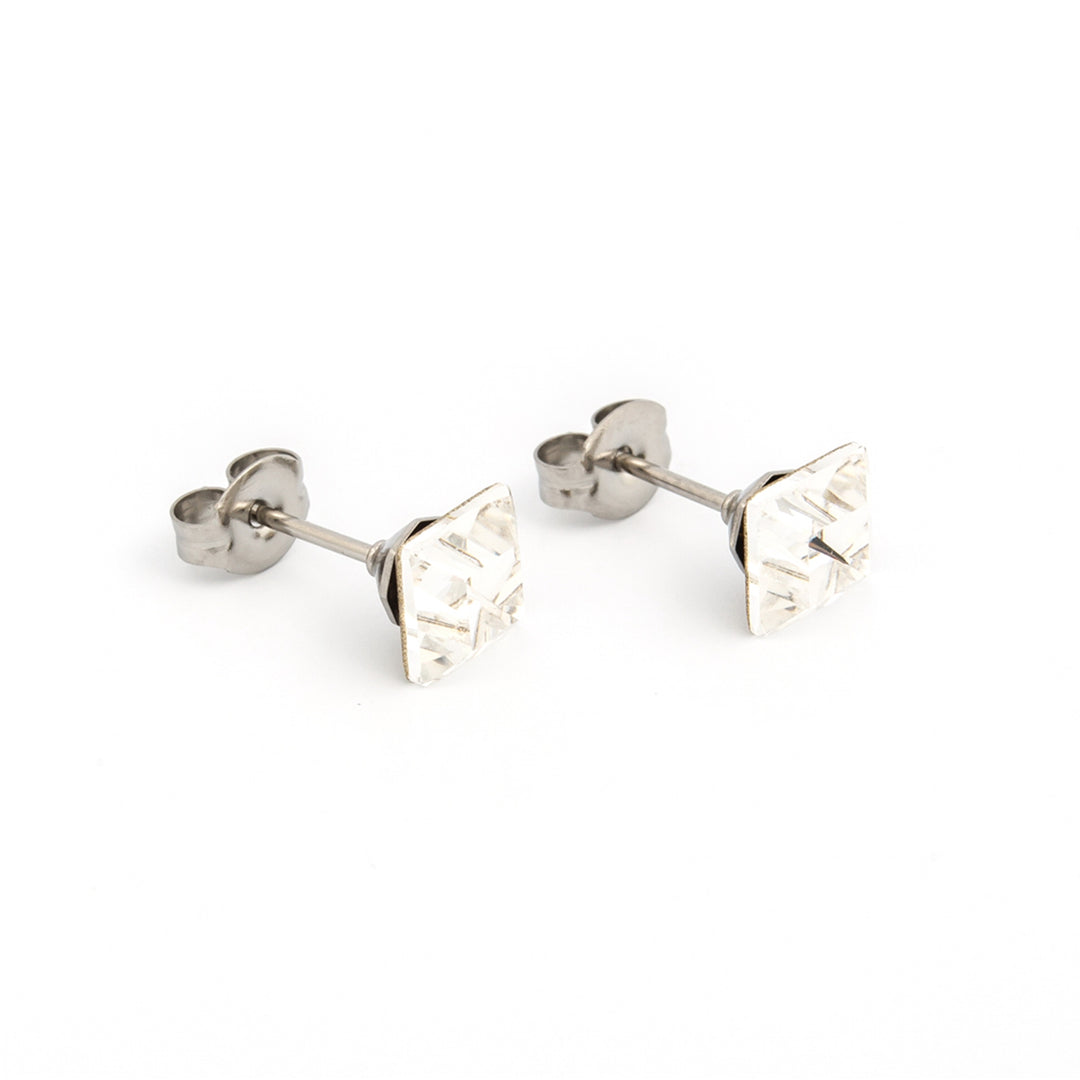 6MM Crystal Square Allergy-Free Stainless Steel Ear Studs