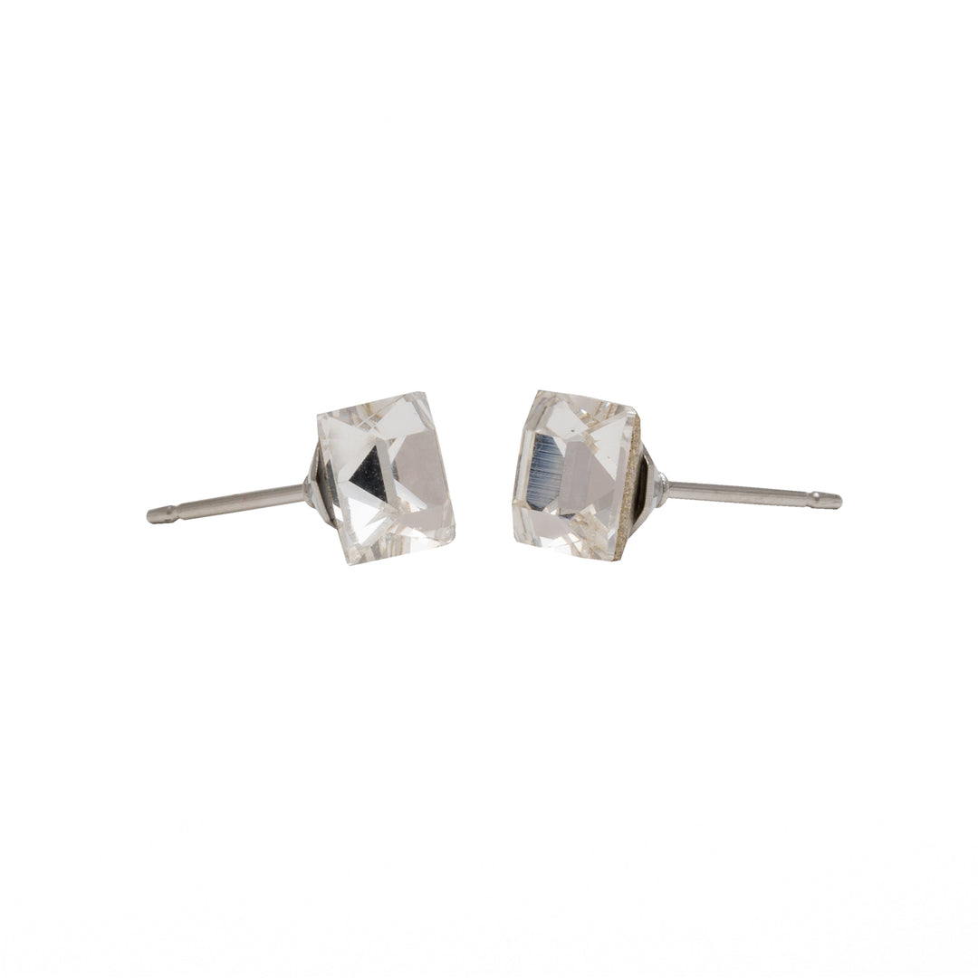 6MM Crystal Square Allergy-Free Stainless Steel Ear Studs