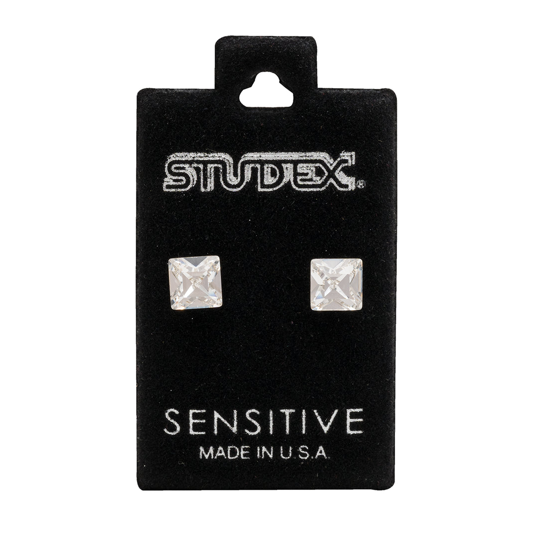 6MM Crystal Square Allergy-Free Stainless Steel Ear Studs