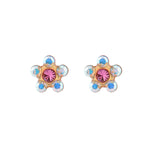 Load image into Gallery viewer, Daisy Ab Crystal October Rose 24K Pure Gold Plated Ear Studs
