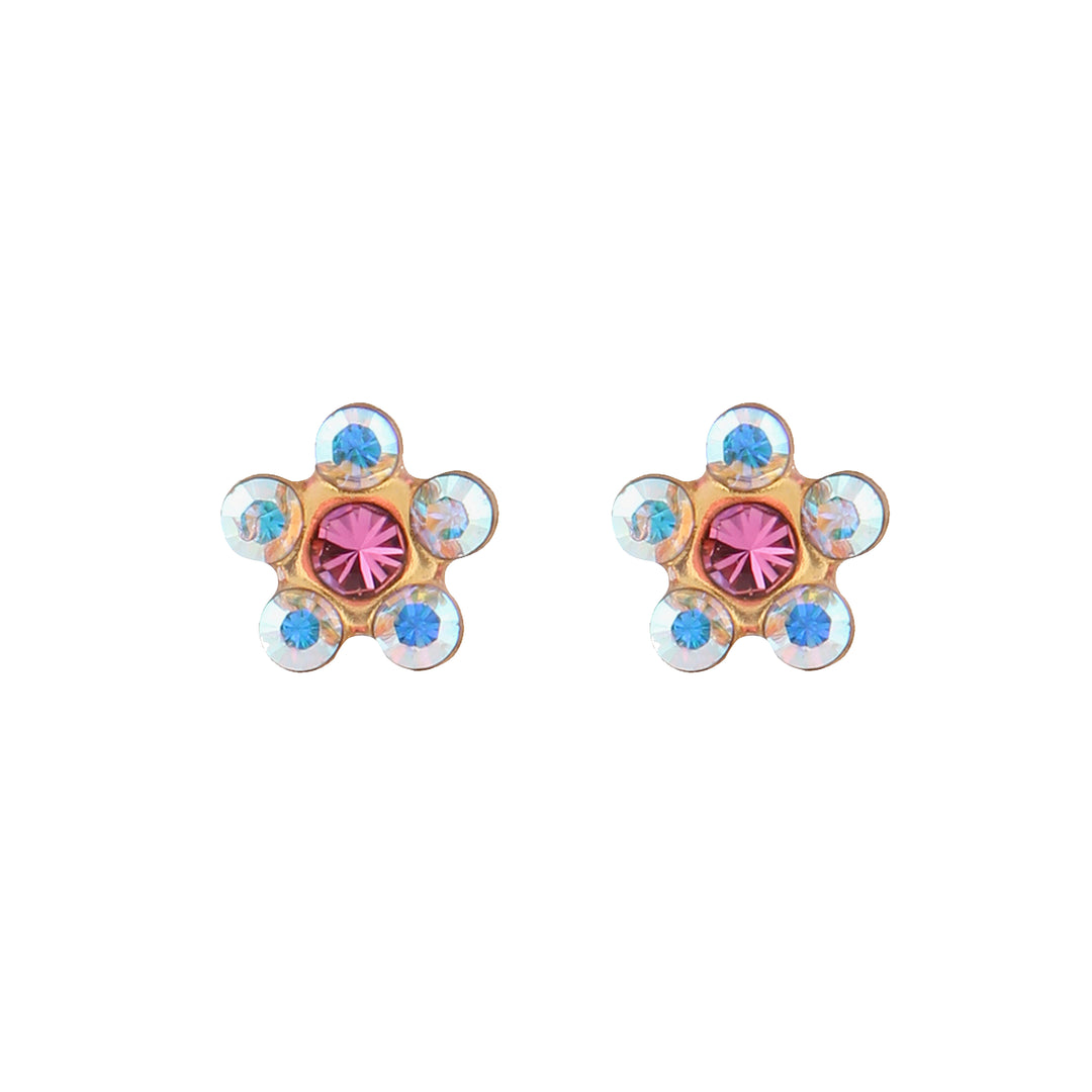 Daisy Ab Crystal October Rose 24K Pure Gold Plated Ear Studs