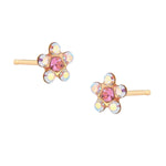Load image into Gallery viewer, Daisy Ab Crystal October Rose 24K Pure Gold Plated Ear Studs
