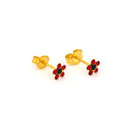 Load image into Gallery viewer, Daisy July Ruby Jet 24K Pure Gold Plated Ear Studs
