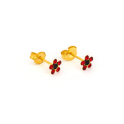 Daisy July Ruby Jet 24K Pure Gold Plated Ear Studs