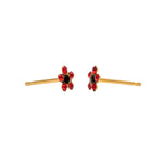 Load image into Gallery viewer, Daisy July Ruby Jet 24K Pure Gold Plated Ear Studs
