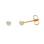 Load image into Gallery viewer, 3MM White Pearl 24K Pure Gold Plated Ear Studs
