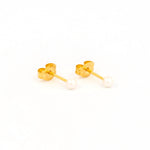 Load image into Gallery viewer, 4MM White Pearl 24K Pure Gold Plated Ear Studs

