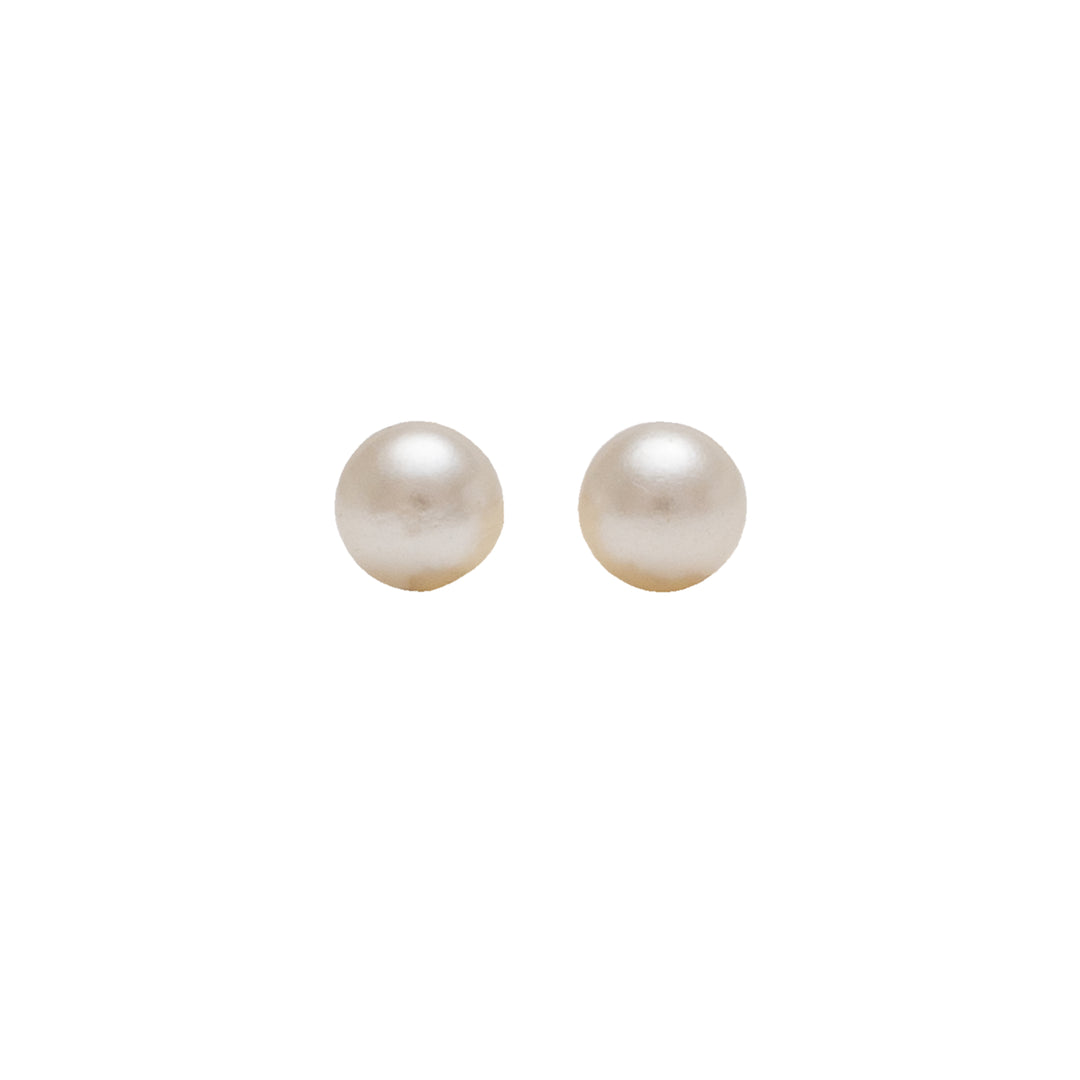 4MM White Pearl 24K Pure Gold Plated Ear Studs