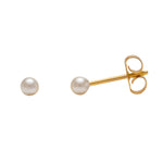 Load image into Gallery viewer, 4MM White Pearl 24K Pure Gold Plated Ear Studs
