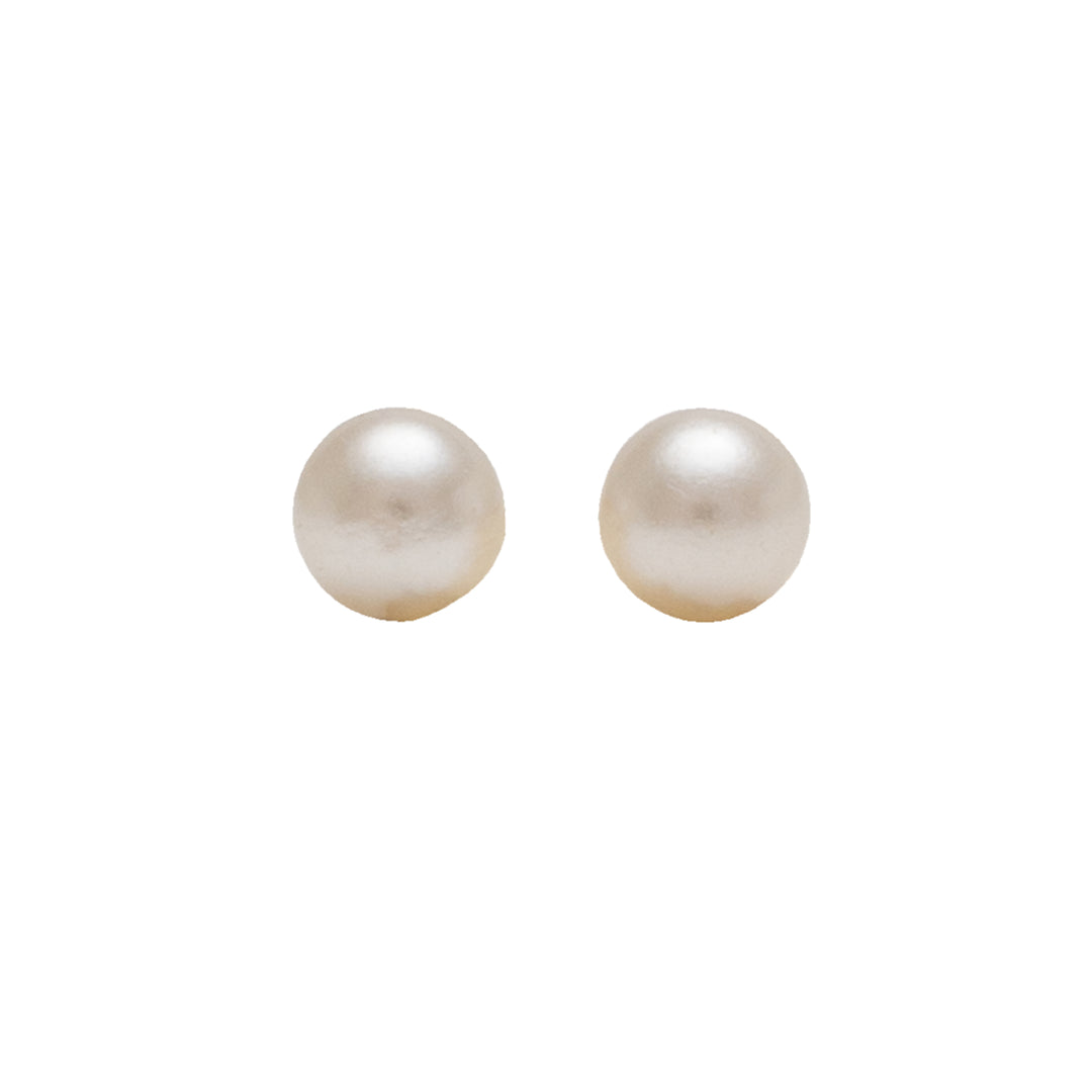 8MM White Pearl 24K Pure Gold Plated Ear Studs