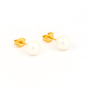 8MM White Pearl 24K Pure Gold Plated Ear Studs