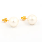 Load image into Gallery viewer, 10MM White Pearl 24K Pure Gold Plated Ear Studs
