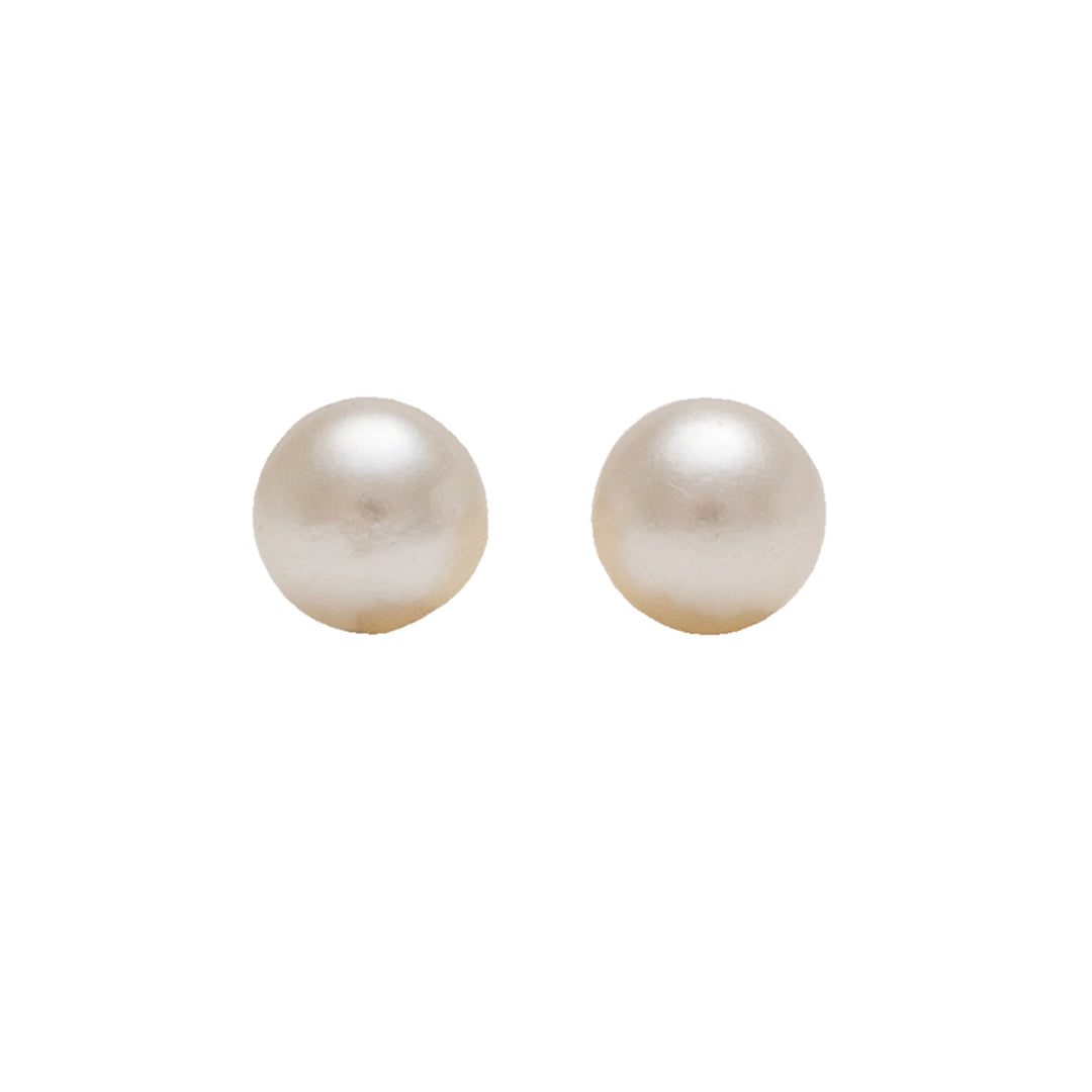 10MM White Pearl 24K Pure Gold Plated Ear Studs