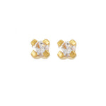 Load image into Gallery viewer, 2MM Cubic Zirconia 24K Pure Gold Plated Ear Studs
