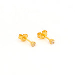 Load image into Gallery viewer, 2MM Cubic Zirconia 24K Pure Gold Plated Ear Studs
