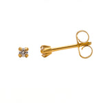 Load image into Gallery viewer, 2MM Cubic Zirconia 24K Pure Gold Plated Ear Studs
