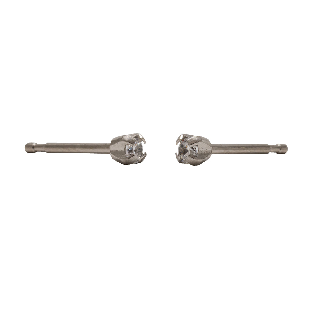 2MM Cubic Zirconia Allergy-Free Stainless Steel Ear Studs