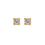 Load image into Gallery viewer, 3MM Cubic Zirconia 24K Pure Gold Plated Ear Studs
