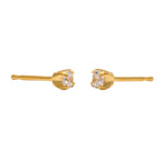 Load image into Gallery viewer, 3MM Cubic Zirconia 24K Pure Gold Plated Ear Studs
