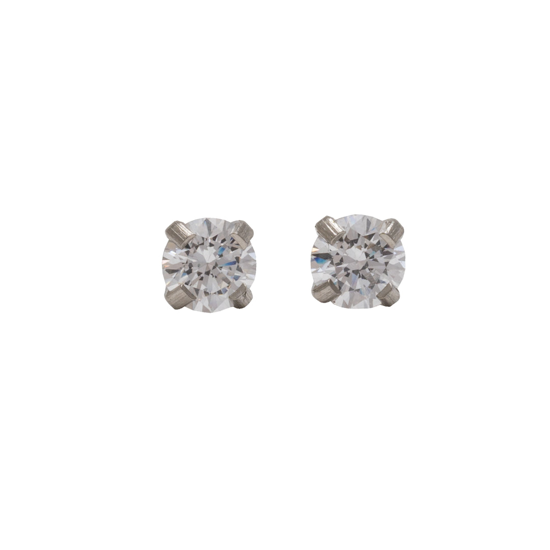 3MM Cubic Zirconia Allergy-Free Stainless Steel Ear Studs
