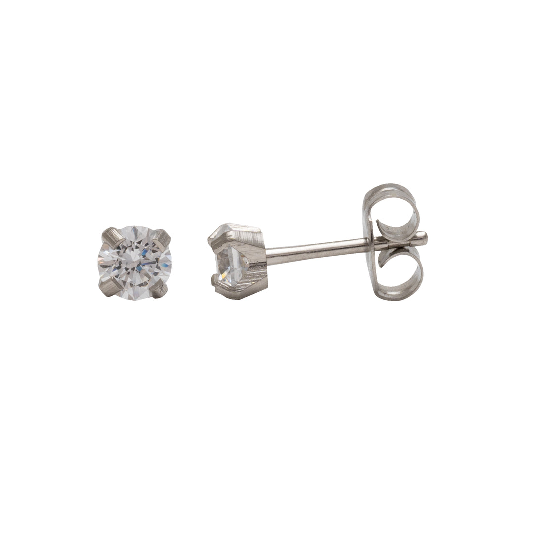 3MM Cubic Zirconia Allergy-Free Stainless Steel Ear Studs