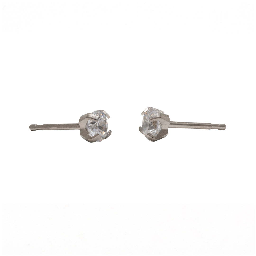 3MM Cubic Zirconia Allergy-Free Stainless Steel Ear Studs
