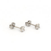 4MM Cubic Zirconia Allergy-Free Stainless Steel Ear Studs