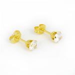 Load image into Gallery viewer, 5MM Cubic Zirconia 24K Pure Gold Plated Ear Studs

