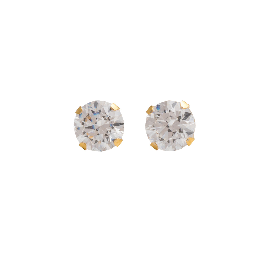 5MM Cubic Zirconia 24K Pure Gold Plated Ear Studs