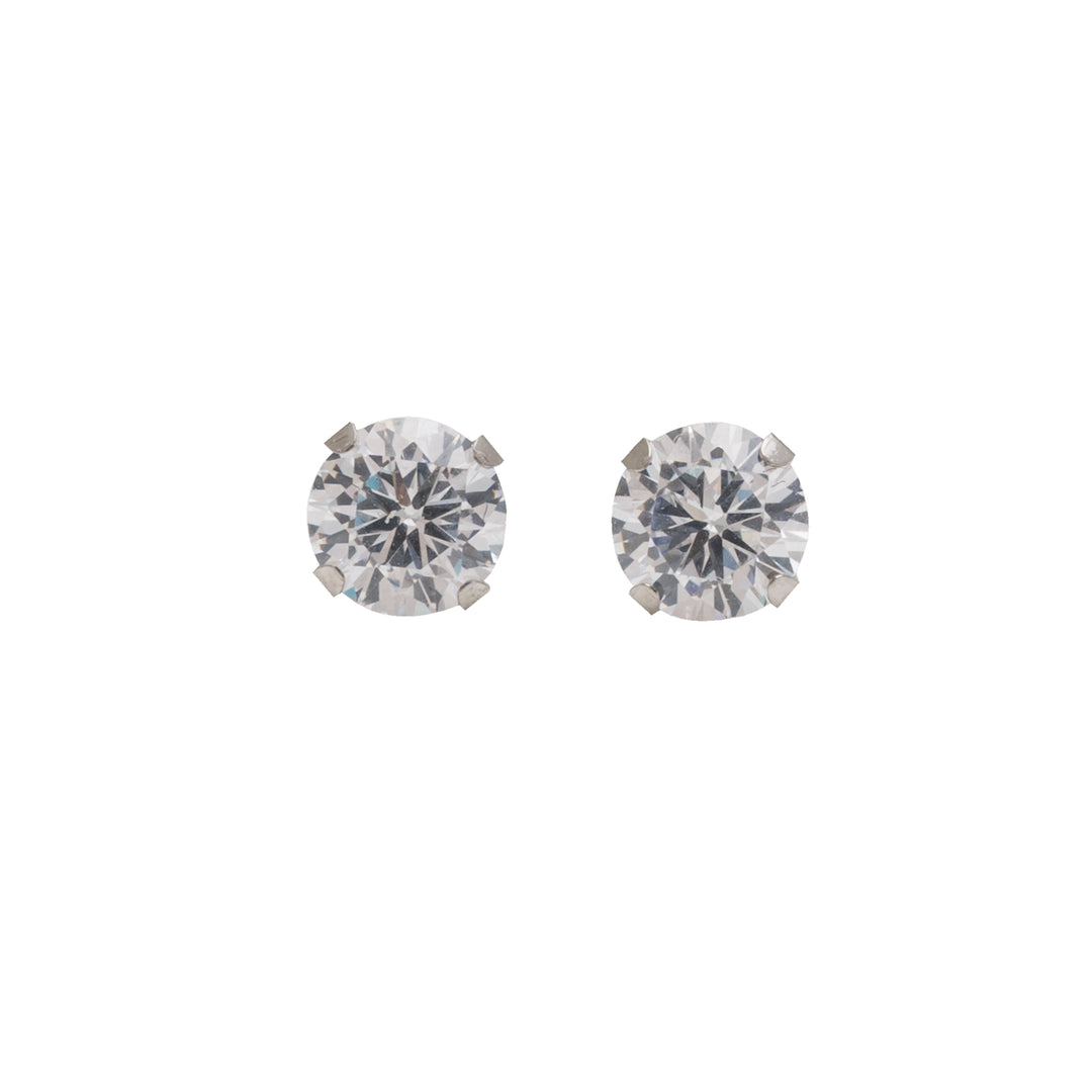 5MM Cubic Zirconia Allergy-Free Stainless Steel Ear Studs