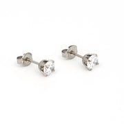 5MM Cubic Zirconia Allergy-Free Stainless Steel Ear Studs