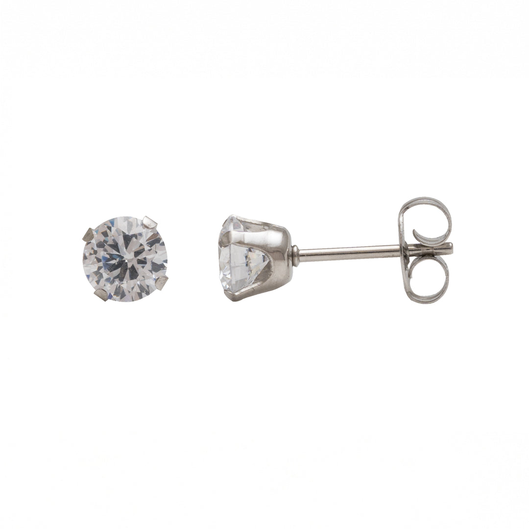 5MM Cubic Zirconia Allergy-Free Stainless Steel Ear Studs