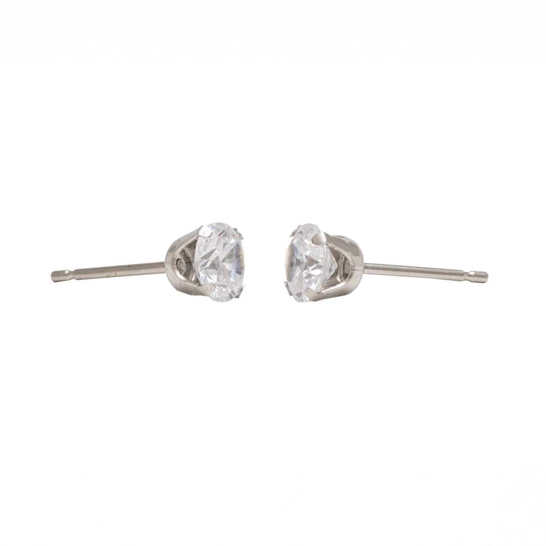 5MM Cubic Zirconia Allergy-Free Stainless Steel Ear Studs