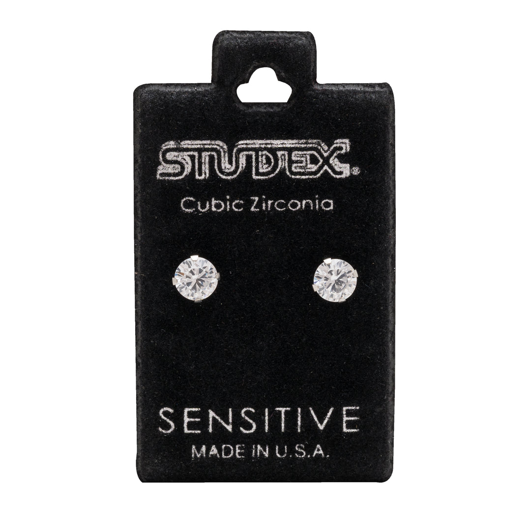5MM Cubic Zirconia Allergy-Free Stainless Steel Ear Studs