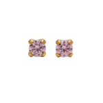 Load image into Gallery viewer, 3MM Pink Cubic Zirconia 24K Pure Gold Plated Ear Studs
