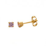 Load image into Gallery viewer, 3MM Pink Cubic Zirconia 24K Pure Gold Plated Ear Studs

