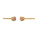 Load image into Gallery viewer, 3MM Pink Cubic Zirconia 24K Pure Gold Plated Ear Studs
