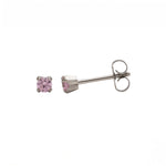 Load image into Gallery viewer, 3MM Pink Cubic Zirconia  Allergy-Free Stainless Steel Ear Studs

