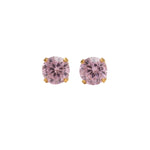 Load image into Gallery viewer, 5MM Cubic Zirconia Pink 24K Pure Gold Plated Ear Studs
