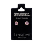 Load image into Gallery viewer, 5MM Cubic Zirconia Pink 24K Pure Gold Plated Ear Studs
