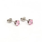 Load image into Gallery viewer, 5MM Cubic Zirconia Pink Allergy-Free Stainless Steel Ear Studs
