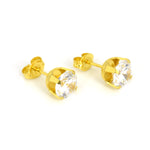 Load image into Gallery viewer, 7MM Cubic Zirconia 24K Pure Gold Plated Ear Studs
