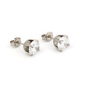 7MM Cubic Zirconia Allergy-Free Stainless Steel Ear Studs