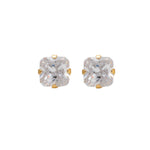 Load image into Gallery viewer, 7*7MM Cubic Zirconia Princess Cut 24K Pure Gold Plated Ear Studs
