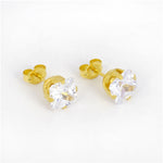 Load image into Gallery viewer, 7*7MM Cubic Zirconia Princess Cut 24K Pure Gold Plated Ear Studs
