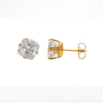 Load image into Gallery viewer, 7*7MM Cubic Zirconia Princess Cut 24K Pure Gold Plated Ear Studs

