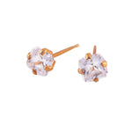 Load image into Gallery viewer, 7*7MM Cubic Zirconia Princess Cut 24K Pure Gold Plated Ear Studs
